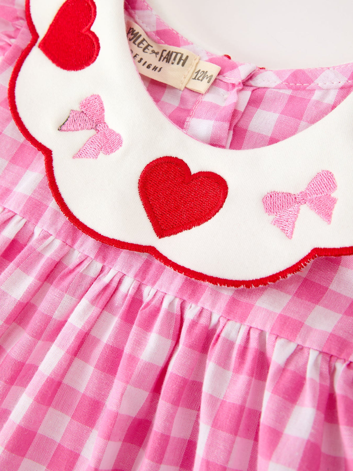 Baby Girls Valentine's Day Pink Plaid Heart & Bow Bloomer Set
