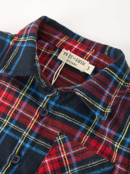 Christmas Boys Red Navy Plaid Button Down Shirt