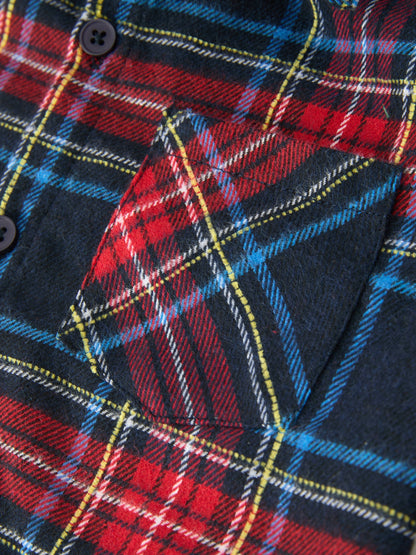 Christmas Boys Red Navy Plaid Button Down Shirt