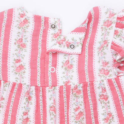Suzie Floral Stripe - Ruffle Sleeve Romper