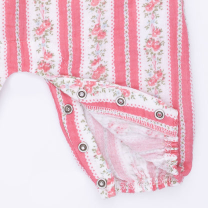 Suzie Floral Stripe - Ruffle Sleeve Romper