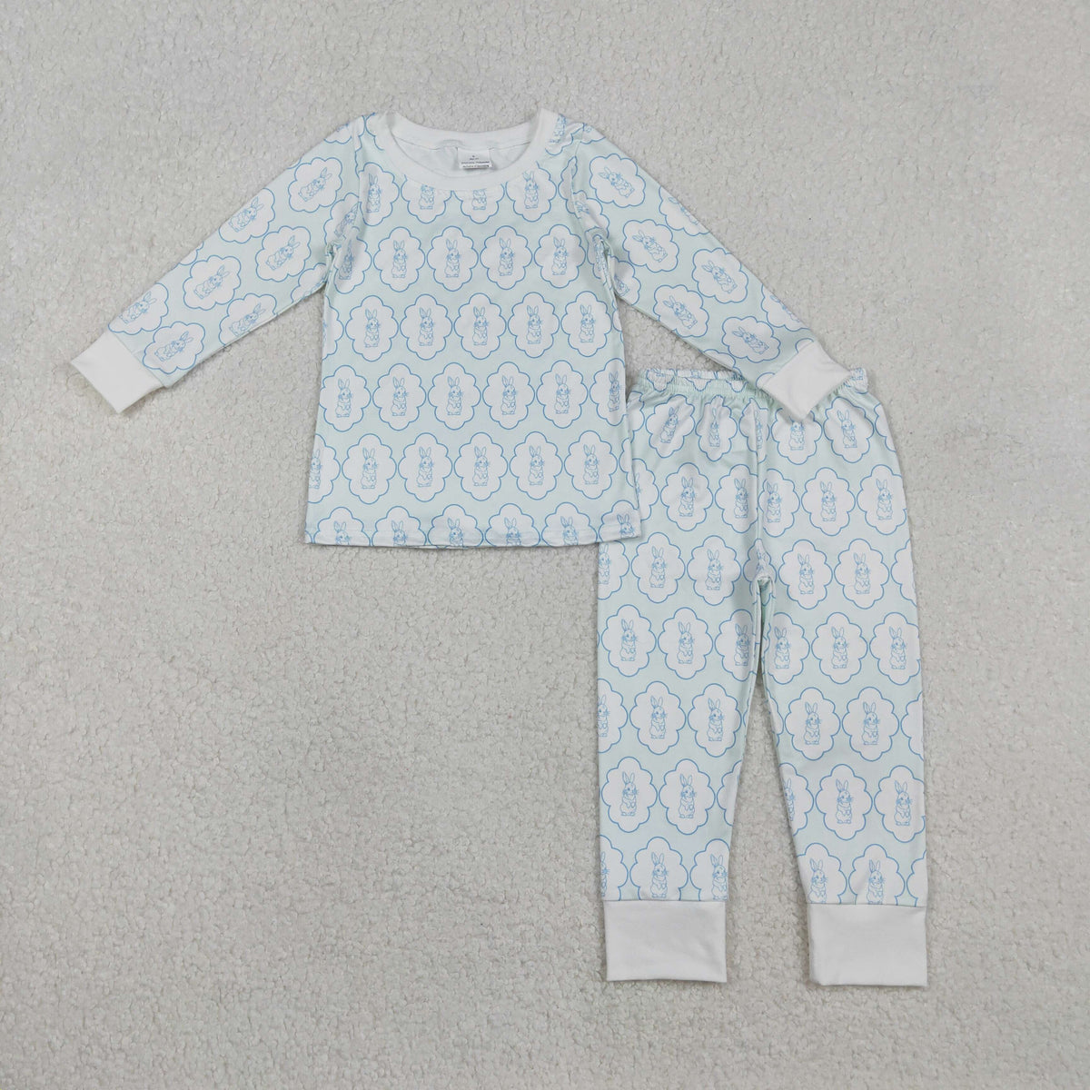 Sibling Baby Boys Girls Rabbits Checked Top Pants Easter Pajamas Sets