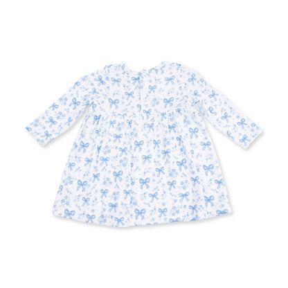 Blue Bows and Flowers - Simple Dress and Bloomer
