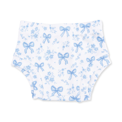 Blue Bows and Flowers - Simple Dress and Bloomer