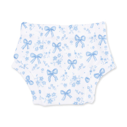Blue Bows and Flowers - Simple Dress and Bloomer