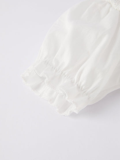 White  Smocked Church Christ Bishop Christening Girls Romper