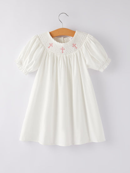 White  Smocked Church Christ Bishop Christening Dress