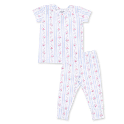 Anna Floral Stripe - Short Sleeve Loungewear Set