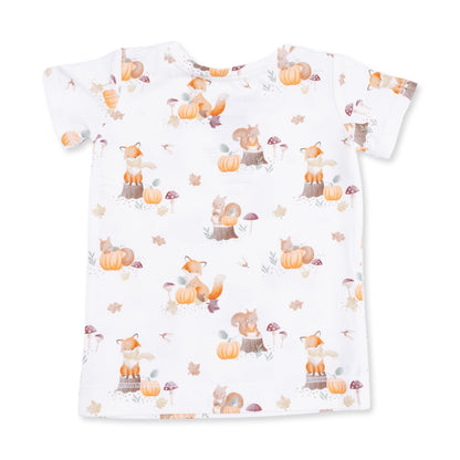 Woodland Animals with Pumpkins - Short Sleeve Loungewear Set