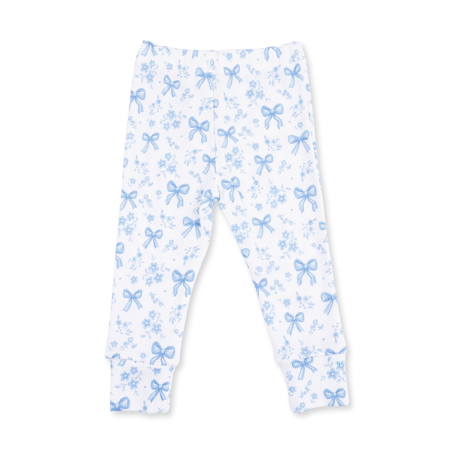 Blue Bows and Flowers - Short Sleeve Loungewear Set