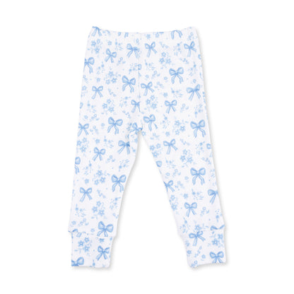 Blue Bows and Flowers - Short Sleeve Loungewear Set
