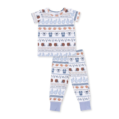 Football Stripe - Short Sleeve Loungewear Set