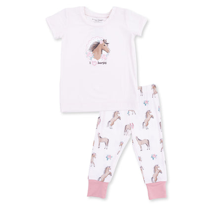 I Love Horses - Short Sleeve Loungewear Set