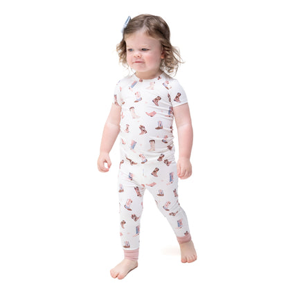 Buckarette Boots - Short Sleeve Loungewear Set