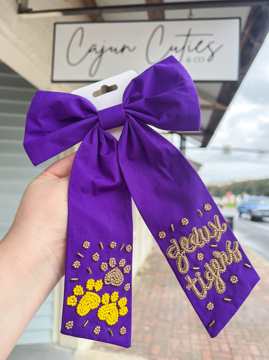 Tiger hair bow - Cajun Cuties & Co