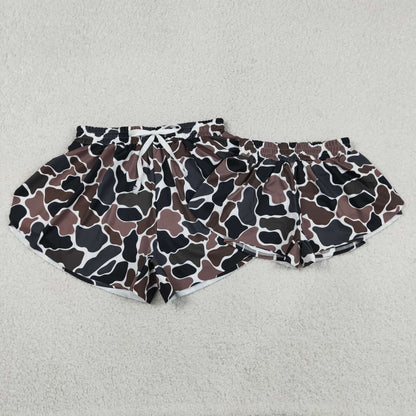 Mama and Me Girls Southern Dark Brown Camo Team Yoga Active Butterfly Shorts Bottom