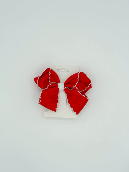 White Lace Trim Hair Bows