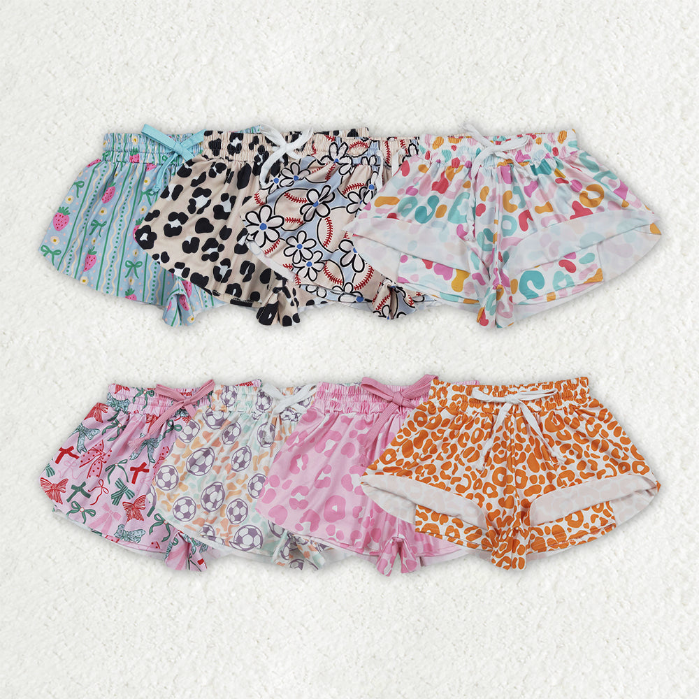 Sibling Baby Girls Colorful Bows Leopard Skorts Ruffle Summer Shorts Bottoms