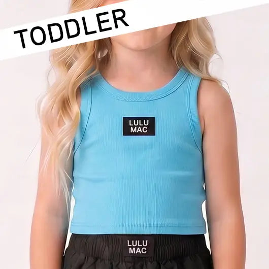 Lulu Mac Toddler Aqua Ribbed Tank Top | Sleeveless Boutique Basic