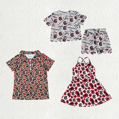 Sibling Baby Kids Camo Carolina Team Polo Shirt Yoga Active Short Knee Length Dress
