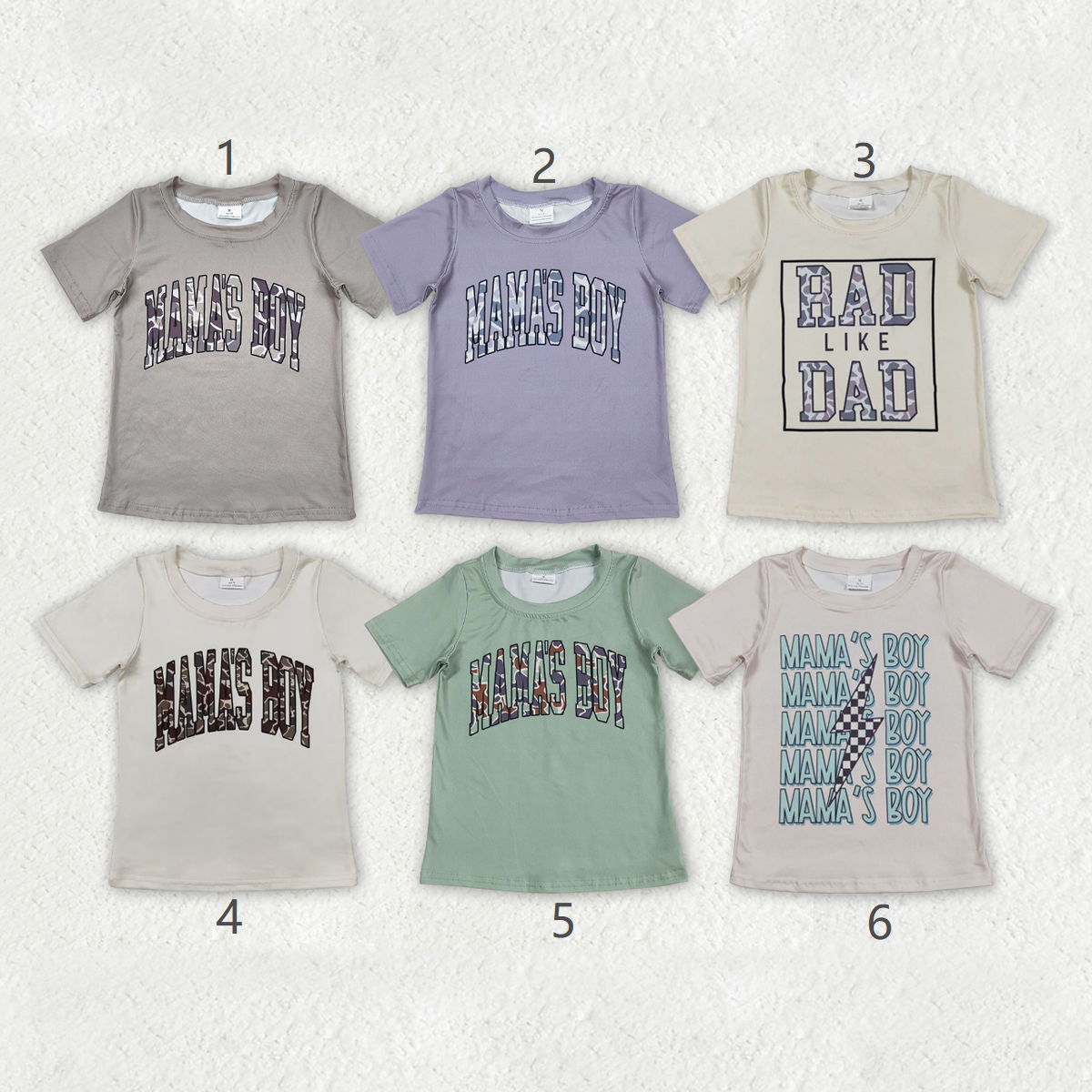 Sibling Baby Boys Short Sleeves Camo Mama's Boy Tee Shirts Tops