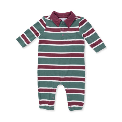 Rugby Stripe Green - Polo Romper