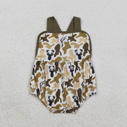 Sibling Baby Boys Shirt Top Deer Camo Pockets Short Hunting Clothes Set Strap Rompers