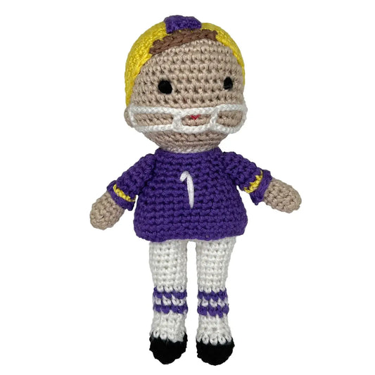 Football Player Crochet Rattle
