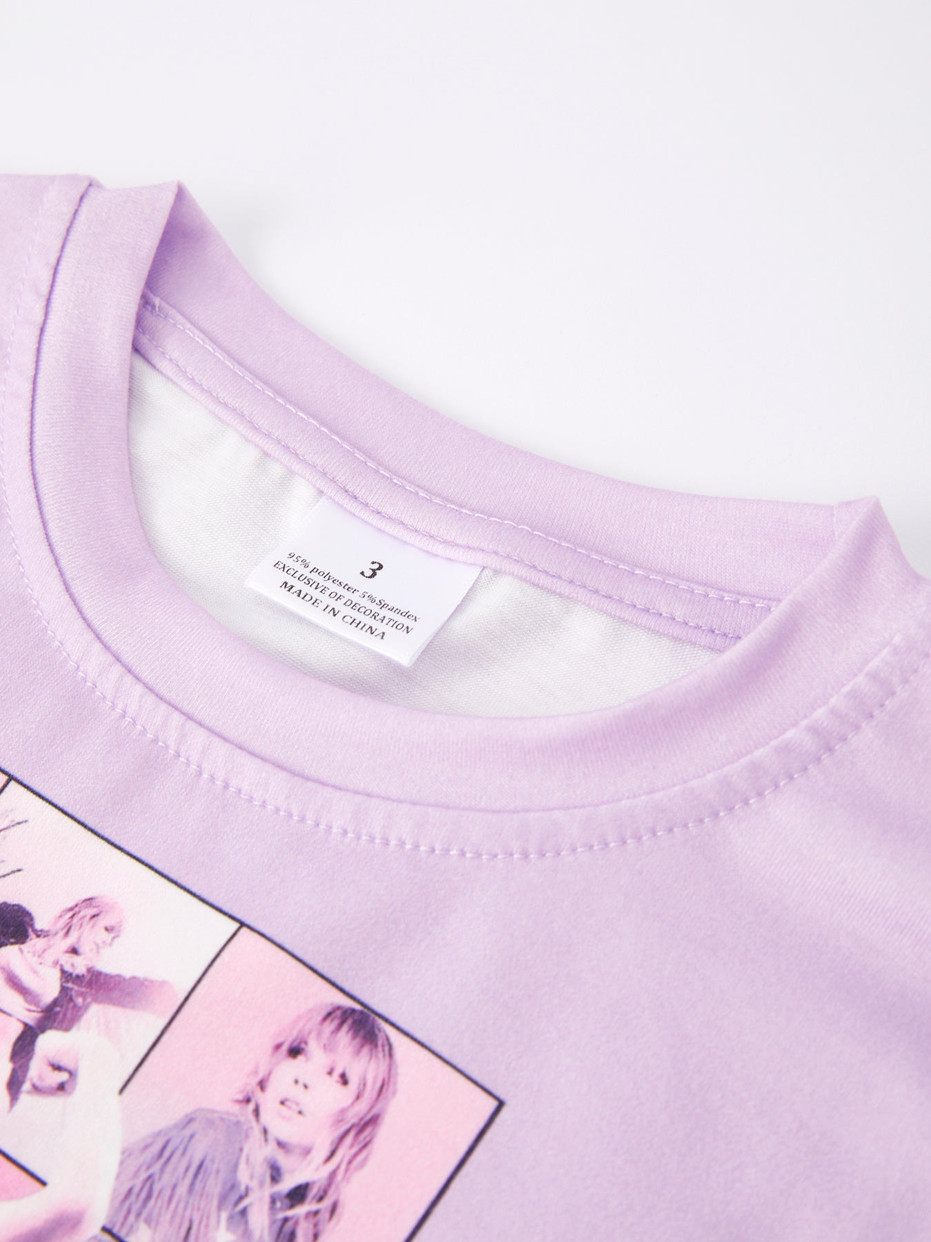 Purple top + TS Print Bell-bottoms Pants Girls Outfit Set