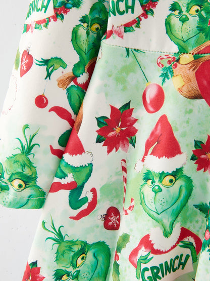 Christmas Cartoon Characters Print Girls Dress