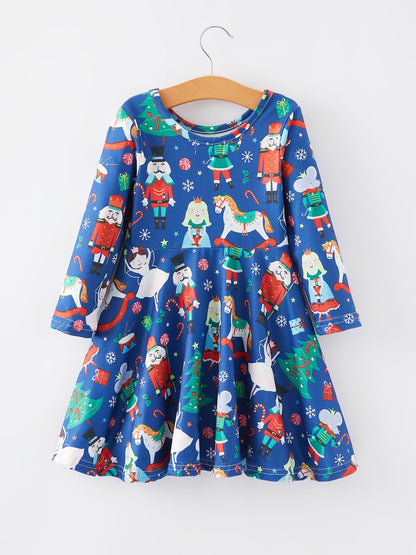 Christmas  Characters Print Girls Dress
