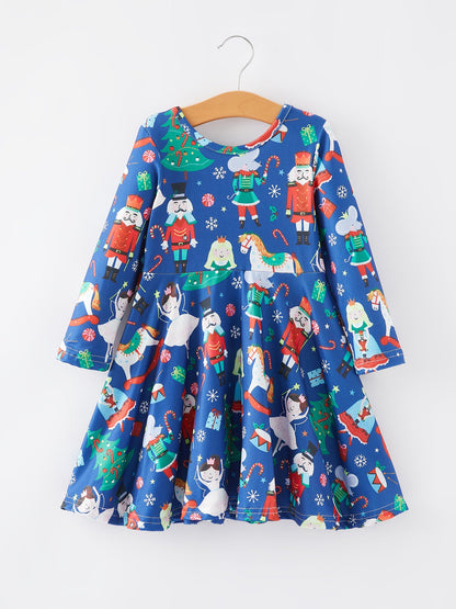 Christmas  Characters Print Girls Dress