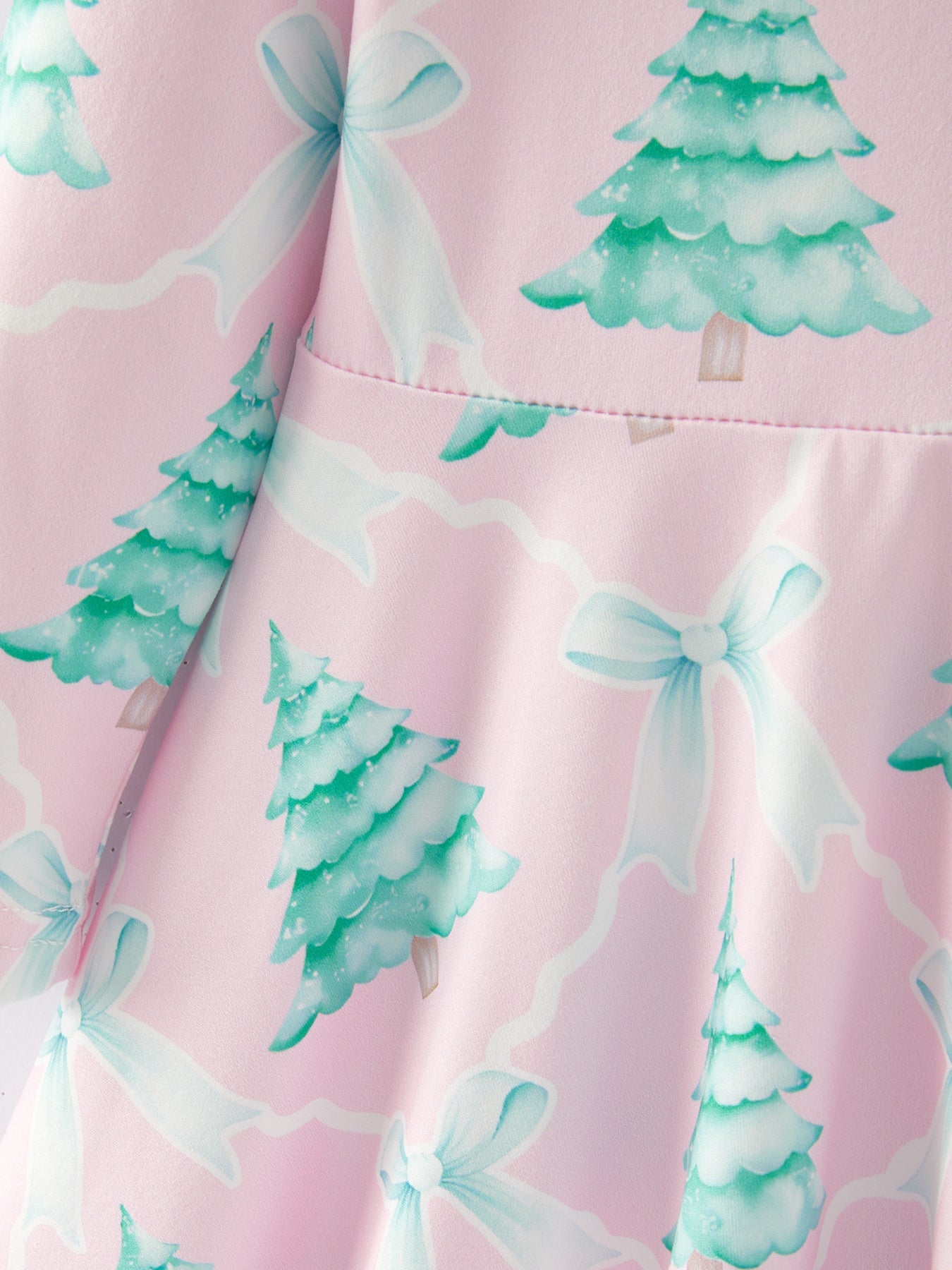 Christmas Tree Bow Print Girls Dress