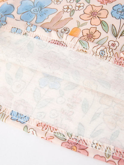 Easter Girls Blue Bunny Floral Print Pajamas Set