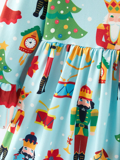 Christmas Character Print Girls Dress