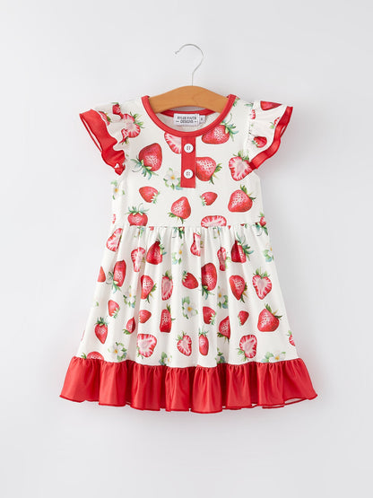 Strawberry Ruffle Girls Dress