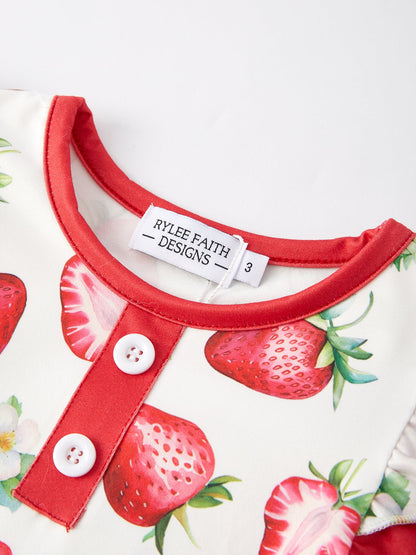 Strawberry Ruffle Girls Dress