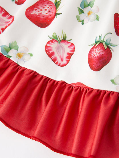 Strawberry Ruffle Girls Dress