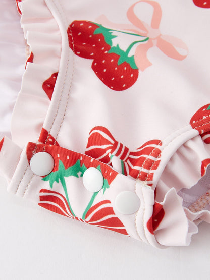 Strawberry  Cherry Girls One-piece Swimsuit