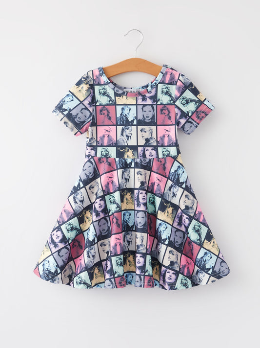TS Portrait Concert Print Girls Dress