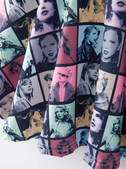 TS Portrait Concert Print Girls Dress