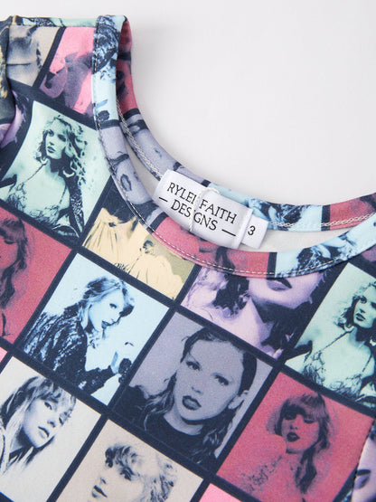TS Portrait Concert Print Girls Dress