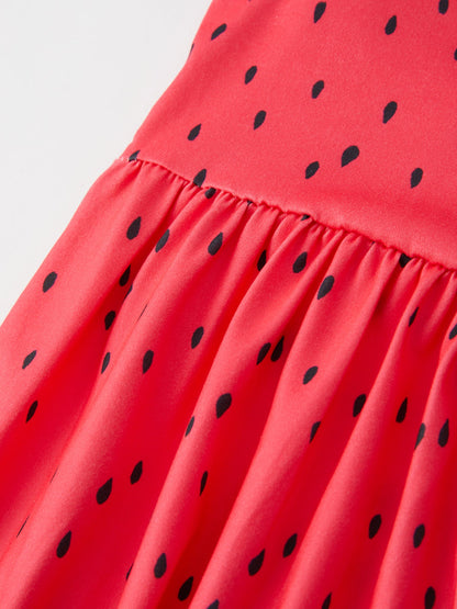 Girls Spring and Summer Watermelon Suspender Dress