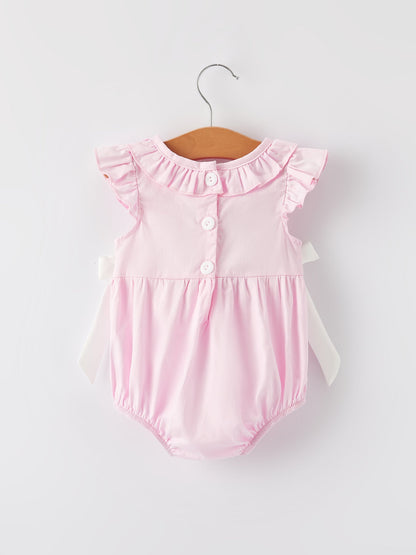 Pink Smocked Church Christ Bishop Christening Romper