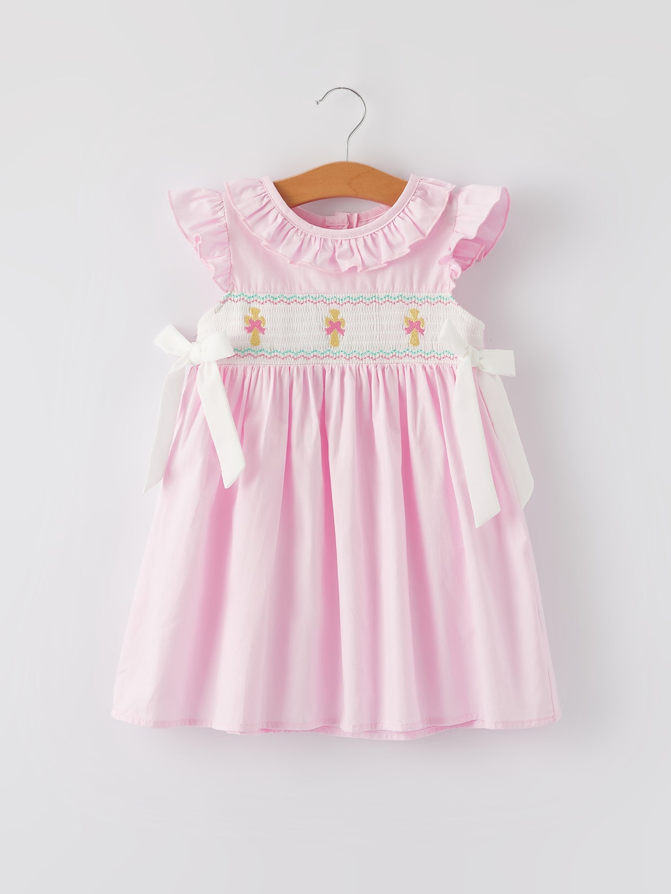 Pink  Smocked Church Christ Bishop Christening Dress