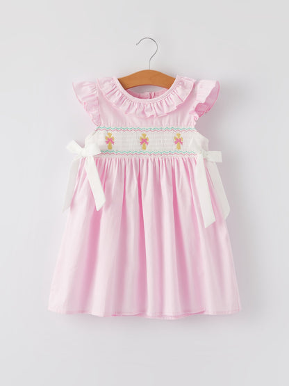 Pink  Smocked Church Christ Bishop Christening Dress