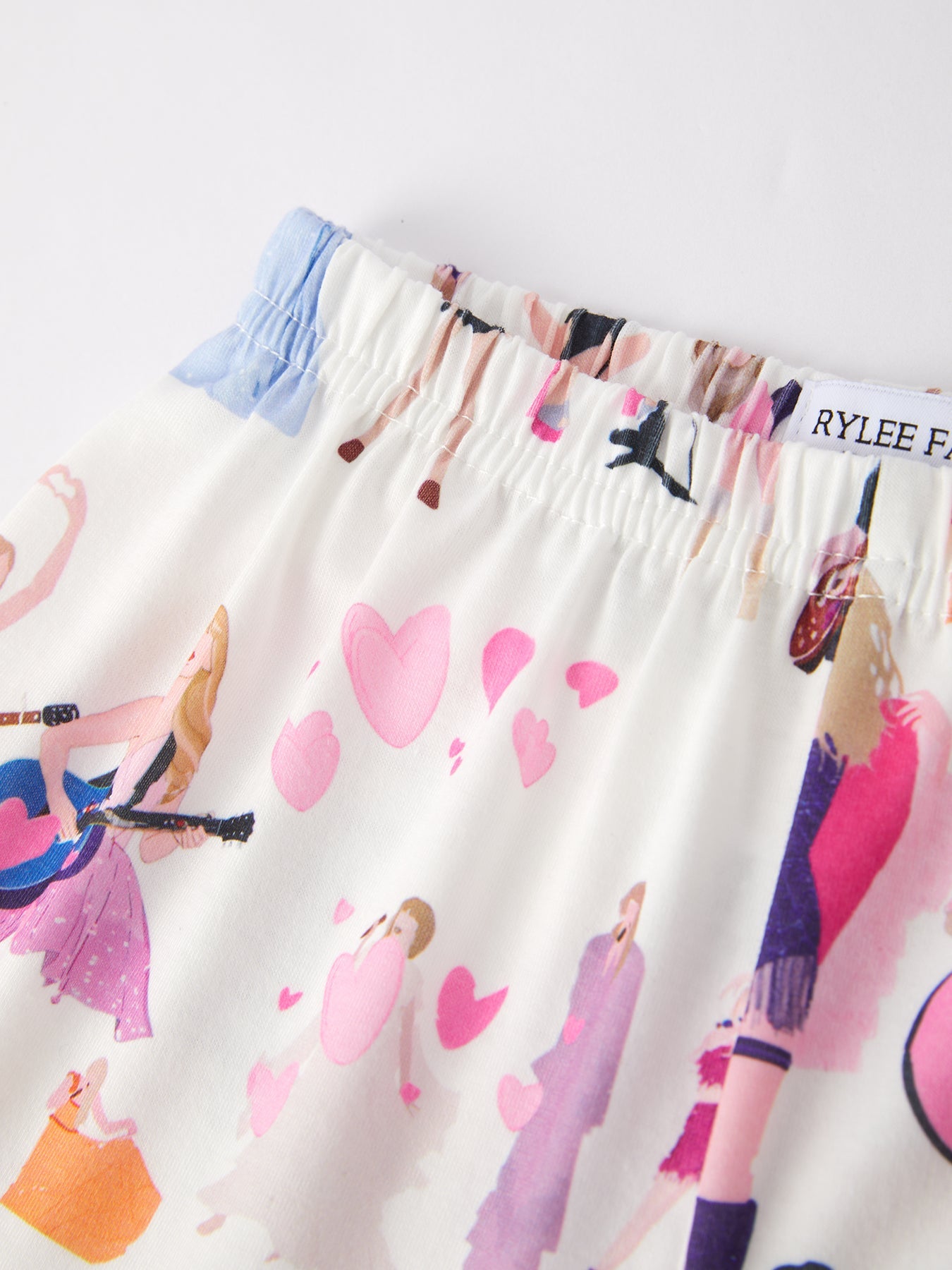 Mommy Me Girls TS Lapel Button Short Sleeve Shorts Ruffle Pajama Set