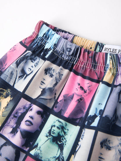 Mommy me Black TS Summer Ruffle Pajama Set