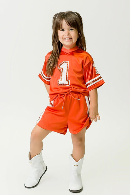 Burnt Orange and White Sequin Shorts