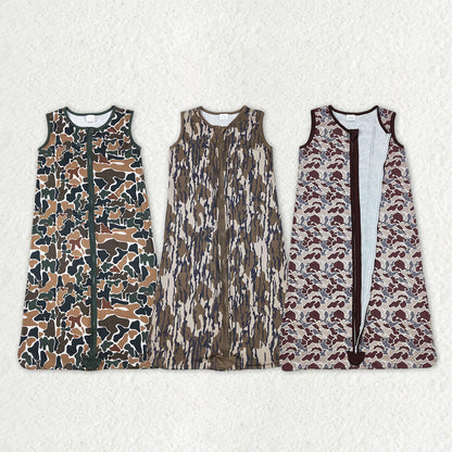 Sibling Baby Newborn Fall Camo Zip Gowns